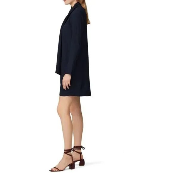 Tibi Navy Tie Neck Shift Dress - Picture 4 of 10